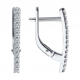 Серьги из белого золота Diamant 52-220-00913-1 с бриллиантом 52-220-00913-1 фото