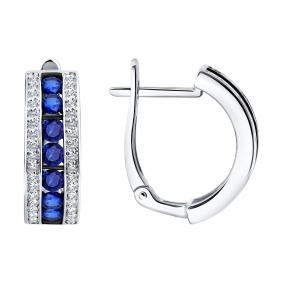 Золотые серьги SOKOLOV 52-220-01064-1 с бриллиантом и сапфиром 52-220-01064-1 фото