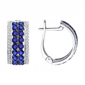 Серьги из белого золота Diamant 52-220-01379-1 с бриллиантом и сапфиром 52-220-01379-1 фото