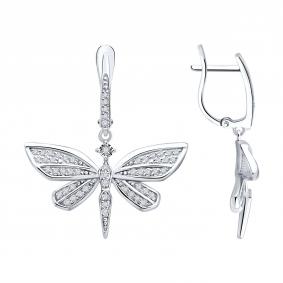 Серьги из белого золота Diamant 52-221-00458-1 с бриллиантом 52-221-00458-1 фото