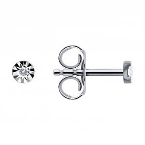 Серьги из белого золота Diamant 52-222-01076-2 с бриллиантом 52-222-01076-2 фото