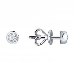 Золотые серьги Diamant 52-222-02489-1 с рубином и бриллиантом выращенным 52-222-02489-1 фото