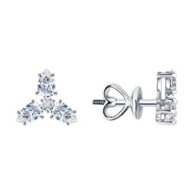 Серьги из белого золота Diamant 52-222-02592-1 с рубином и бриллиантом выращенным 52-222-02592-1 фото
