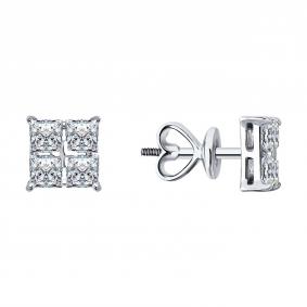 Серьги из белого золота Diamant 52-222-02593-1 с рубином и бриллиантом выращенным 52-222-02593-1 фото