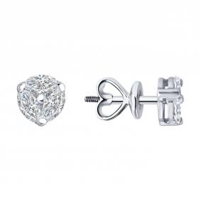 Серьги из белого золота Diamant 52-222-02751-1 с рубином и бриллиантом выращенным 52-222-02751-1 фото