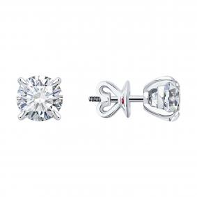 Серьги из белого золота Diamant 52-222-02770-1 с рубином и бриллиантом выращенным 52-222-02770-1 фото