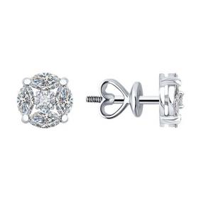 Серьги из белого золота Diamant 52-222-02796-1 с рубином и бриллиантом выращенным 52-222-02796-1 фото