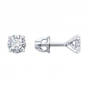 Серьги из белого золота Diamant 52-222-03031-1 с бриллиантом выращенным 52-222-03031-1 фото