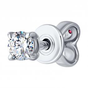Одиночная серьга из белого золота Diamant с выращенным бриллиантом и рубином 52-227-02488-1 52-227-02488-1 фото