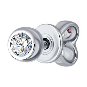 Одиночная серьга из белого золота Diamant с с бриллиантом выращенным и рубином 52-227-02489-1 52-227-02489-1 фото