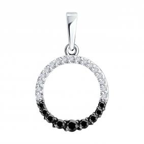 Подвеска из белого золота Diamant 52-230-01377-1 с бриллиантом и чёрным бриллиантом 52-230-01377-1 фото