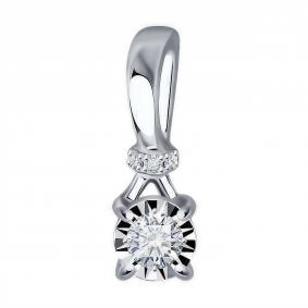 Подвеска из белого золота Diamant 52-230-01683-1 с бриллиантом 52-230-01683-1 фото