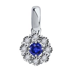 Подвеска из белого золота Diamant 52-230-01776-1 с бриллиантом и сапфиром 52-230-01776-1 фото