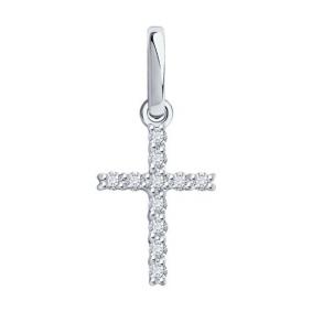 Подвеска из белого золота Diamant 52-230-02047-1 с бриллиантом 52-230-02047-1 фото