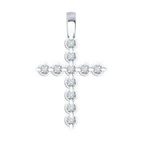 Подвеска из белого золота Diamant 52-230-02589-1 с бриллиантом и рубином 52-230-02589-1 фото