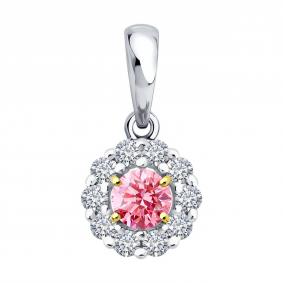 Золотая подвеска SOKOLOV 52-230-02642-1 с рубином и бриллиантом выращенным 52-230-02642-1 фото