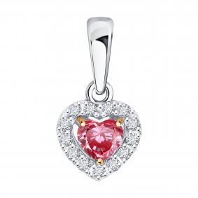 Подвеска из белого золота Diamant 52-230-02778-1 с рубином и бриллиантом выращенным 52-230-02778-1 фото