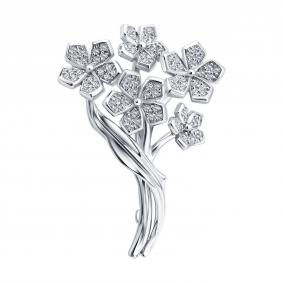 Брошь из белого золота Diamant 52-240-00475-1 с бриллиантом 52-240-00475-1 фото