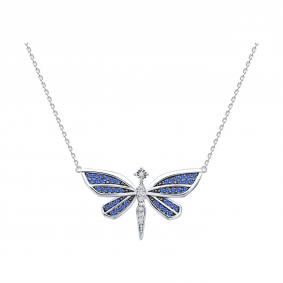 Колье из белого золота Diamant 52-270-00458-2 с бриллиантом и сапфиром 52-270-00458-2 фото