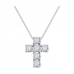 Колье Крест из белого золота Diamant с бриллиантом выращенным и рубином 52-270-02405-1 52-270-02405-1 фото