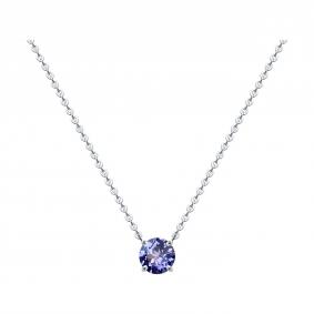Колье из белого золота Diamant 52-270-02774-2 с бриллиантом и танзанитом 52-270-02774-2 фото