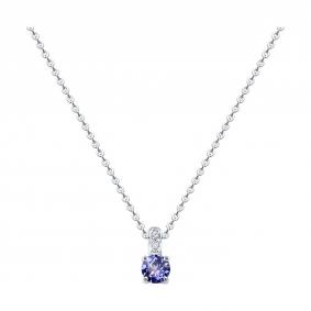 Золотое колье Diamant 52-270-02777-2 с бриллиантом и танзанитом 52-270-02777-2 фото