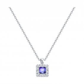 Колье из белого золота Diamant 52-270-02788-2 с бриллиантом и танзанитом 52-270-02788-2 фото