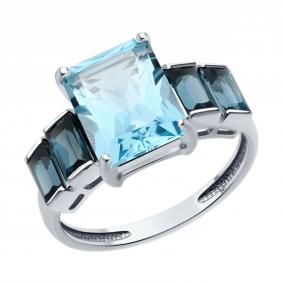 Золотое кольцо Diamant 52-310-02457-1 с топазом и Лондон топазом 52-310-02457-1 фото