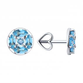 Серьги из белого золота Diamant 52-322-02209-1 с топазом 52-322-02209-1 фото