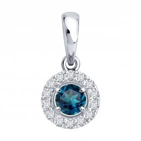 Подвеска из белого золота Diamant 52-330-02956-1 с бриллиантом и Лондон топазом 52-330-02956-1 фото