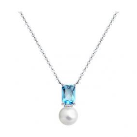 Колье из белого золота Diamant 52-370-02793-1 с топазом и жемчугом 52-370-02793-1 фото