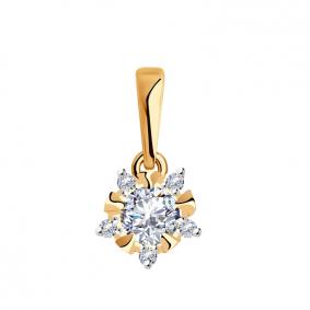 Золотая подвеска Золотые узоры 53-0004 с цирконием 53-0004 фото