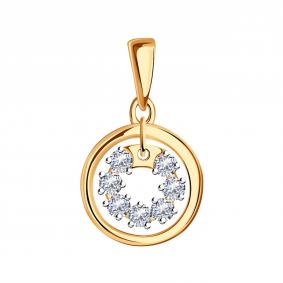 Золотая подвеска Золотые узоры 53-0052 с цирконием 53-0052 фото