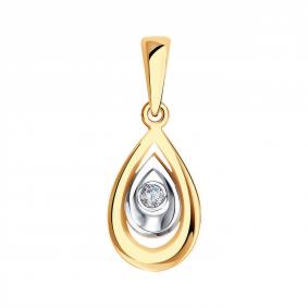 Золотая подвеска Золотые узоры 53-0063 с цирконием 53-0063 фото