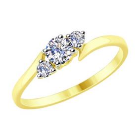 Кольцо из лимонного золота Diamant 53-110-00094-1 с фианитом 53-110-00094-1 фото