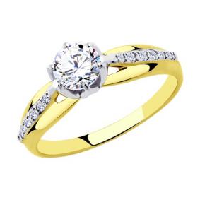 Кольцо из лимонного золота Diamant 53-110-00564-1 с фианитом 53-110-00564-1 фото