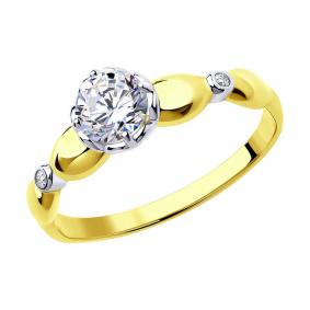 Кольцо из лимонного золота Diamant 53-110-00590-1 с фианитом 53-110-00590-1 фото