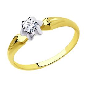 Кольцо из лимонного золота Diamant 53-110-00734-1 с фианитом 53-110-00734-1 фото