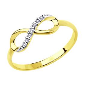 Кольцо из лимонного золота Diamant 53-110-00787-1 с фианитом 53-110-00787-1 фото