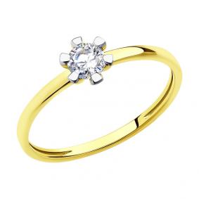 Кольцо из лимонного золота Diamant 53-110-00820-1 с фианитом 53-110-00820-1 фото