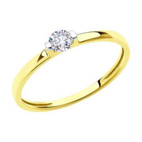 Кольцо из лимонного золота Diamant 53-110-00840-1 с фианитом 53-110-00840-1 фото