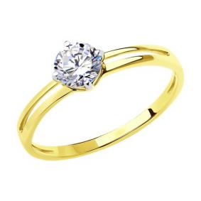 Кольцо из лимонного золота Diamant 53-110-01574-1 с фианитом 53-110-01574-1 фото