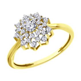 Кольцо из лимонного золота Diamant 53-110-02020-1 с фианитом 53-110-02020-1 фото