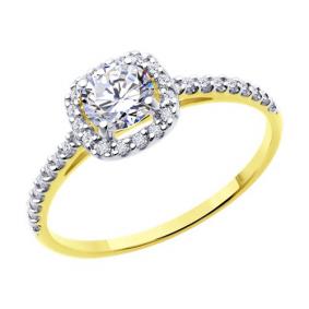 Кольцо из лимонного золота Diamant 53-110-02355-1 с фианитом 53-110-02355-1 фото