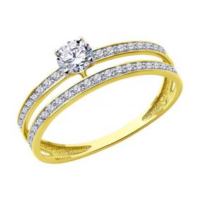 Кольцо из лимонного золота Diamant 53-110-02563-1 с фианитом 53-110-02563-1 фото