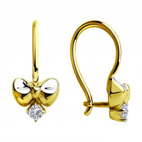 Серьги из лимонного золота Diamant 53-120-00395-1 с фианитом 53-120-00395-1 фото