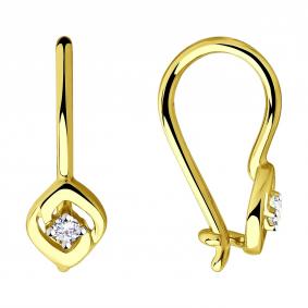 Серьги из лимонного золота Diamant 53-120-00689-1 с фианитом 53-120-00689-1 фото