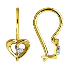 Серьги из лимонного золота Diamant 53-120-00748-1 с фианитом 53-120-00748-1 фото