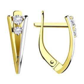 Серьги из лимонного золота Diamant 53-120-00755-1 с фианитом 53-120-00755-1 фото