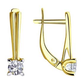 Серьги из лимонного золота Diamant 53-120-00782-1 с фианитом 53-120-00782-1 фото